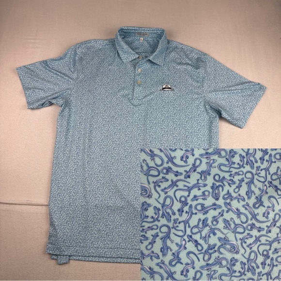 Peter Millar Other - Peter Millar Summer Comfort Mens AOP Salamander Lizard Polo Large Golf Preppy